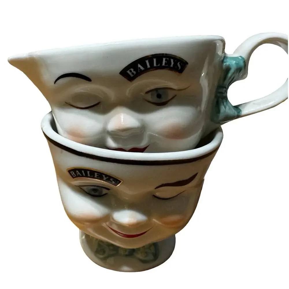 Vintage 1996 Limited Edition Baileys Irish Cream Winking Face Sugar/Creamer Set